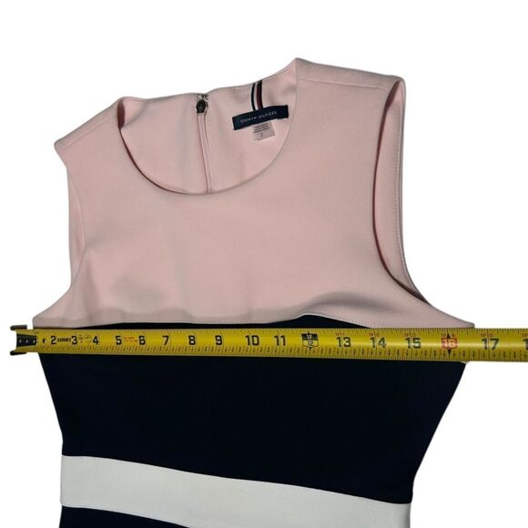 Tommy Hilfiger Pink Black White Striped Colorblock Sleeveless Mini Sheath Dresss - Picture 8 of 10